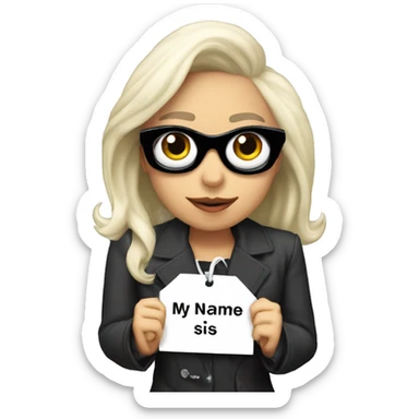 lady gaga with a name tag that says “my name is… MAX RIOS” sticker