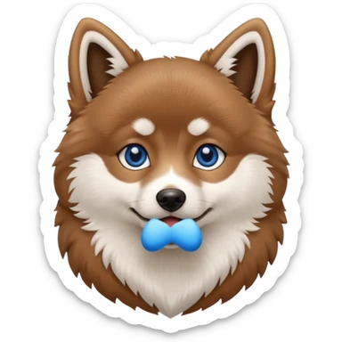 Brown Pomsky with white feet blue eyes sticker