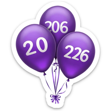 baloons with "2026" year to put on the menu in dark brown and violet. please user correct year: 2026 sticker