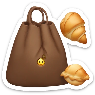 Brown polene bag with Little Croissant plushie pendant sticker