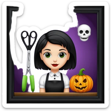 halloween hairdresser saloon sticker