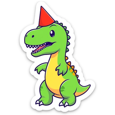 dinosaur wear a party hat sticker