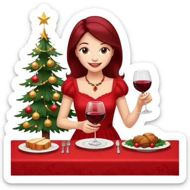 Chirstmas Hostess character, She plans the night, sets the table, pours the wine… sticker