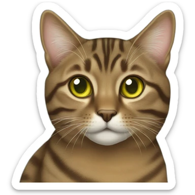 brown tabby cat with greenish yellow eyes sticker