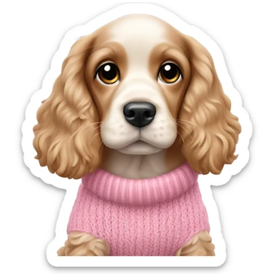 Cocker spaniel puppy wearing pink knitted sweater sticker