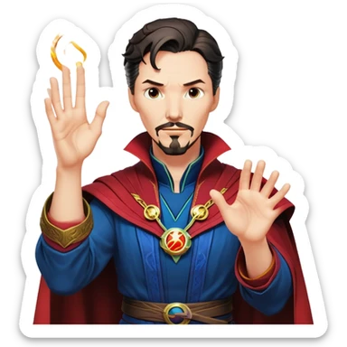 Doctor Strange with magical hand gestures casting spell sticker