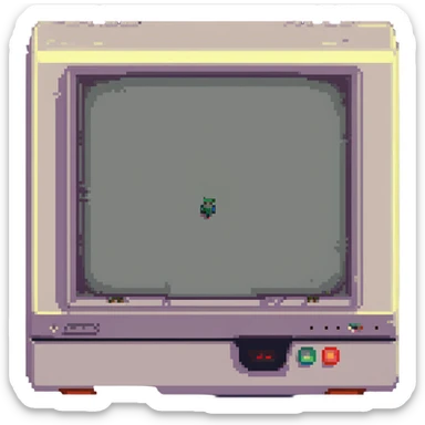 CRT screen cracked with a blinking “404” sticker