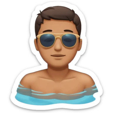 single men floating with close eyes in pool  sticker