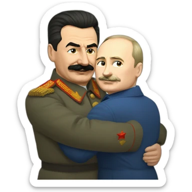 Stalin and Putin cuddling sticker