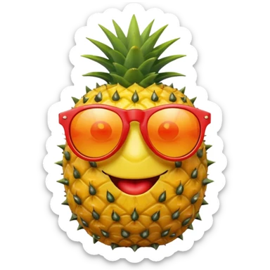 Fruit with Sunglasses, apple, lemon, orange, pineapple.  sticker