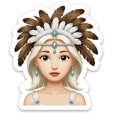 woman with a feathery hair accessory sticker