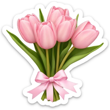 light pink tulip bouquet with light pink bow sticker