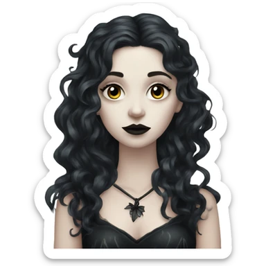 goth forest fairy, pale skin, dark wavy hair sticker