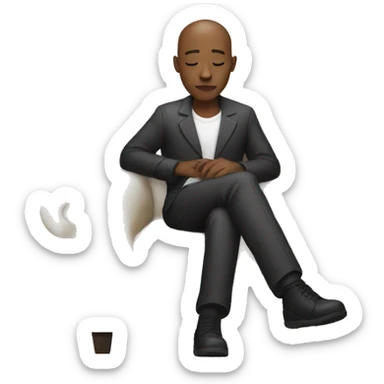 black man with bald head reclining in chair sticker