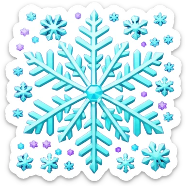 cyan and purple snowflake glitter sticker