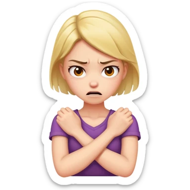 arms crossed holding neck angry girl sticker