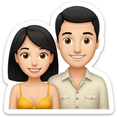 A white woman and man on their honeymoon (black hair) sticker