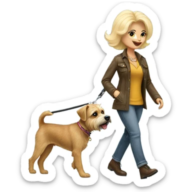 Dolly Parton walking border terrier sticker