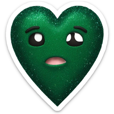 dark green heart with glitter sticker