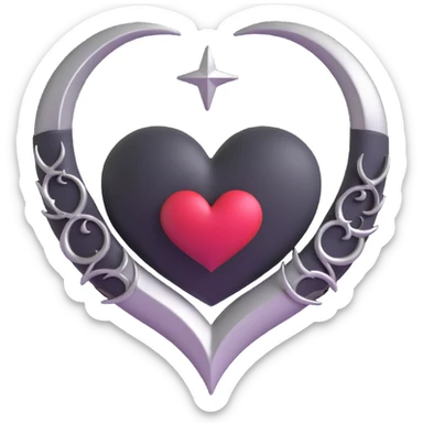 mysterious gothic heart with a silver crescent moon sticker