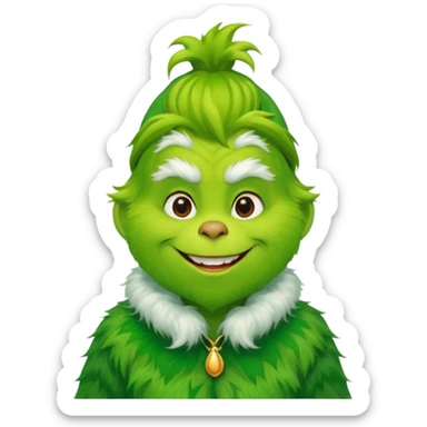 Grinch in green fur coat sticker