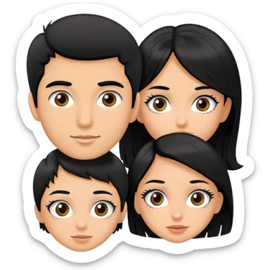 Two girls and 1 boy with black hair flying on a pair of eyelashes  sticker