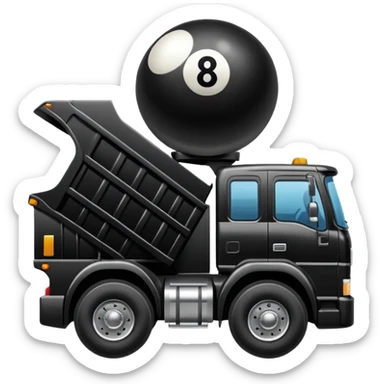 Dump truck carrying 8 ball sticker