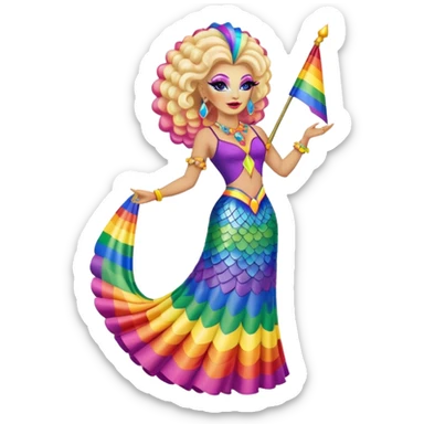 drag queen on an alebrije, LGBTQ flag, vibrant colors sticker