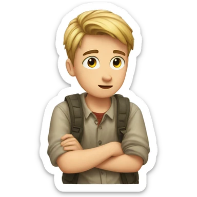 German boy saying no sticker