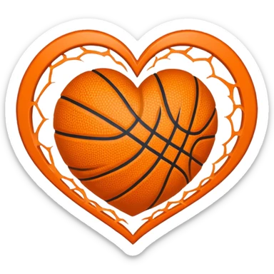 Basketball heart sticker
