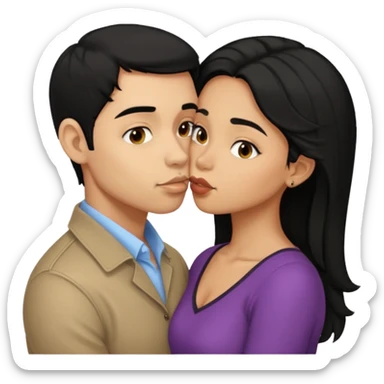 ligh skin black hair man kissing ligh skin black hair woman sticker