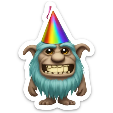 Troll with a party hat sticker