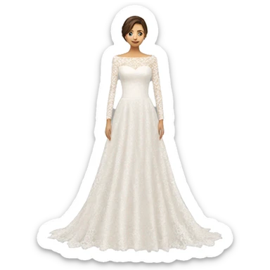 Long sleeve lace wedding dress sticker