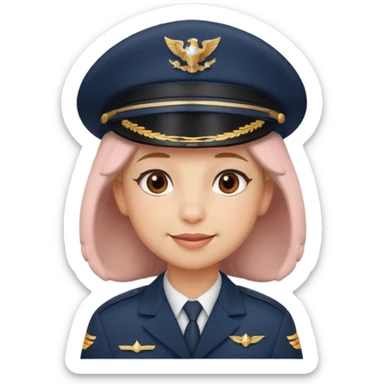 pilot wearing a captain hat, sheepish apologetic smile, small blush cheeks, giving a gentle salute, sticker