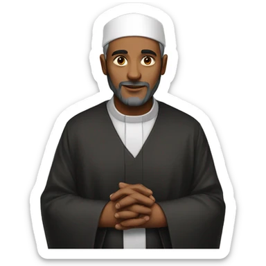 A muslim priest with his hands crossed forming an X sticker