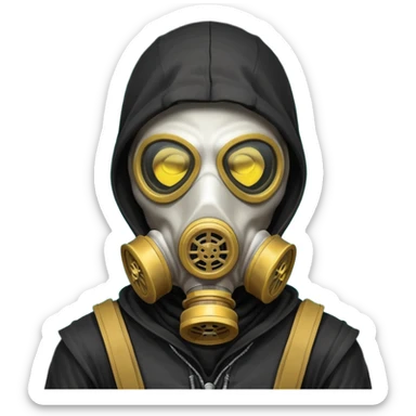 skeleton wearing a gas mask portrait, head and shoulders only, dark hood, glowing eyes inside mask, post-apocalyptic vibe, 3D cartoon, mobile game icon style, clean background, no text, no watermark
 sticker