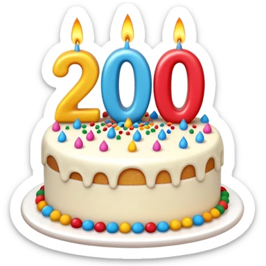 A festive New Year cake with lit candles shaped as the number 2026,
warm lighting, celebratory atmosphere,
soft background, high quality, clean composition sticker