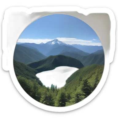 polaroid picture with moutain lanscape sticker