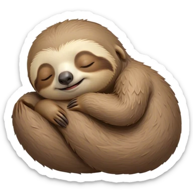 Meme-Worthy cute Sleeping Sloth Portrait Emoji, Head resting peacefully with a contented smile, showcasing a luxuriously soft, fuzzy form and eyes gently closed in serene slumber, Simplified yet comically adorable features, highly detailed, glowing with a soft, drowsy glow, high shine, relaxed and utterly lovable, stylized with an air of playful laziness, bright and heartwarming, soft glowing outline, capturing the essence of a sleeping sloth that feels destined to become the next viral icon of adorable rest! sticker
