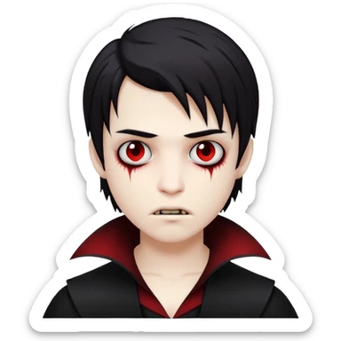 pale skin emo dark hair boy vampire sticker
