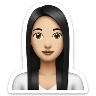 Fair skinned pretty woman with long straight black hair sticker