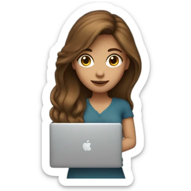Girl-brown-hair-hold-MacBook sticker