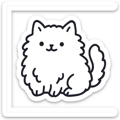 cute fluffy cat hand drawn outlined icon sticker