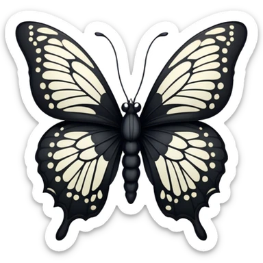 A black butterfly with intricately detailed wings, featuring a central ribbon tied in a bow, blending gothic fashion with nature’s beauty. sticker