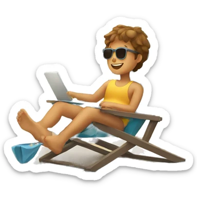 A kid relaxing in a beach chair  sticker