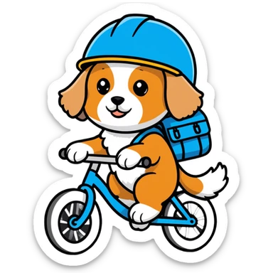 Cavapoo riding a bike  sticker