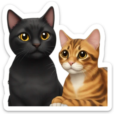 Tortie cat and black cat friends sticker