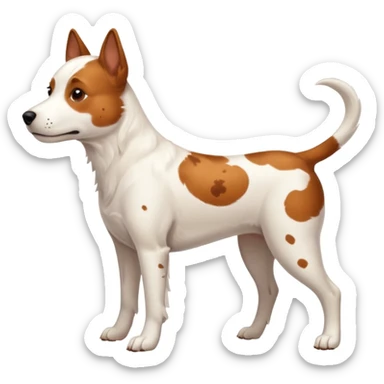White dog with brown spots with only three legs, from the side  sticker