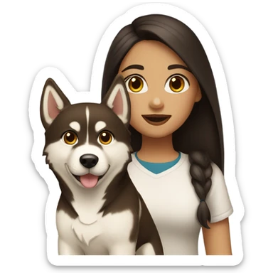 A girl Dark brown  hair next to a light dorée  Husky sticker