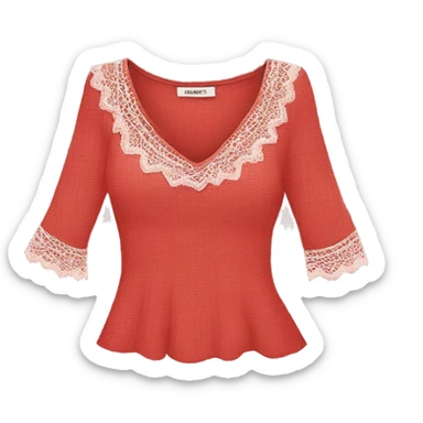 Red top with lace sticker